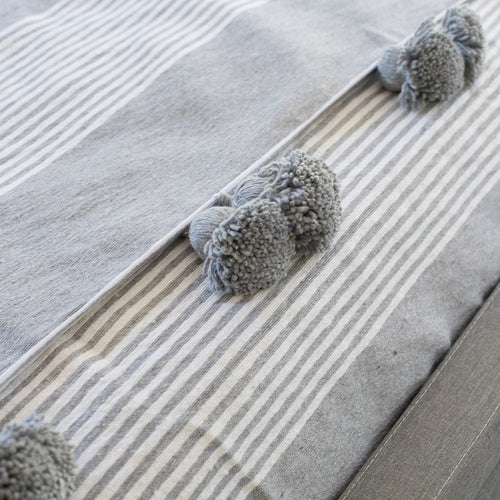 Afraou Moroccan Cotton Blanket with Pom Poms