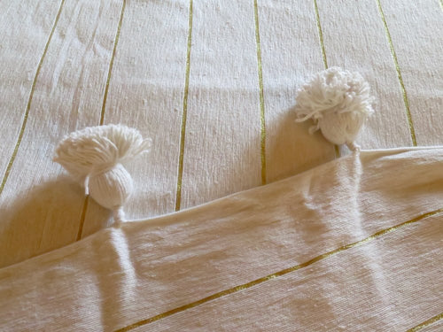 Awa Moroccan Cotton Pom Poms Blanket