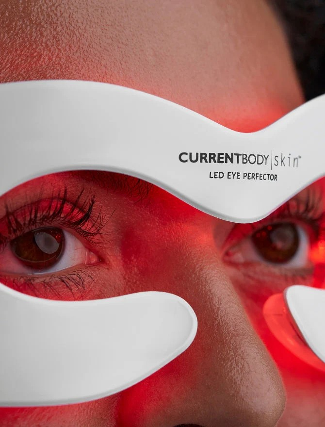 LED eye mask in use